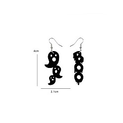 Ghost Акриловые серьги-подвески на тему Хэллоуина, платина, призрак, 40x21 мм