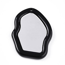 Черный Акриловые большие подвески, с акриловой зеркальной поверхностью, чёрные, 62x41x7 мм, отверстие : 3.2 мм