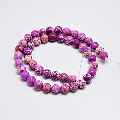 Blue Violet Natural Imperial Jasper Beads Strands, Round, Dyed, Blue Violet, 8mm, Hole: 1mm, about 48pcs/strand, 15.7 inch