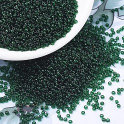 (RR156) Transparent Dark Emerald MIYUKI Round Rocailles Beads, Japanese Seed Beads, (RR156) Transparent Dark Emerald, 11/0, 2x1.3mm, Hole: 0.8mm, about 1100pcs/bottle, 10g/bottle