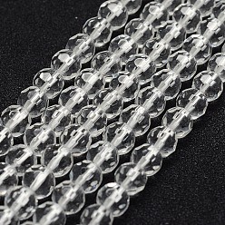 Quarzkristall Synthetischen Quarzkristallperlen Stränge, facettiert, Runde, 6~6.5 mm, Bohrung: 1 mm, ca. 68 Stk. / Strang, 15.7 Zoll (40 cm)