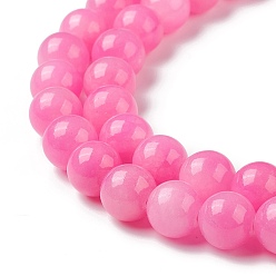 Pink Natural Mashan Jade Round Beads Strands, Dyed, Pink, 10mm, Hole: 1mm, about 41pcs/strand, 15.7 inch