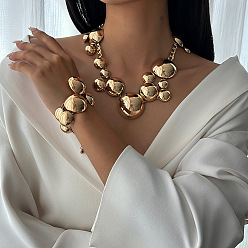 Золотой Модные железные круглые браслеты и ожерелья наборы, золотые, 18.11 дюйм (46 см)