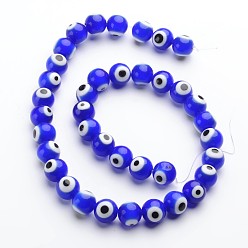 Mixed Color Handmade Lampwork Beads, Evil Eye, Round, Mixed Color, 10mm, Hole: 1.5mm, about 38pcs/strand