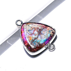 Фиолетовый Окрашенная натуральная императорская яшма треугольные звенья соединительные подвески, платина, фиолетовые, 35x18x7 мм