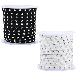 Платина 2 рулоны 2 цветной шнур из искусственной замши с алюминиевыми заклепками, плоский, разноцветные, платина, 5x1.2 мм, около 5.47 ярдов (5 м) / рулон, 1 рулон / цвет