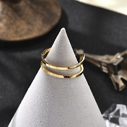 Настоящее золото 18K 304 полые манжетные кольца из нержавеющей стали для женщин, реальный 18 k позолоченный, 7.5 мм, регулируемый