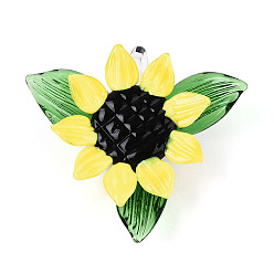 Шампанско-Желтый Подвески лэмпворк ручной работы, подсолнечник, шампанское желтый, 42~44x41~44.5x13~16 мм, отверстие : 5~6.5x4~4.5 мм