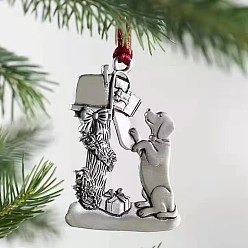 Собака Рождественская тема, подвеска из сплава, украшение, украшение для подвески на елку, собака, Кулон: 72x50 мм