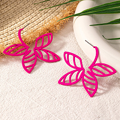 Фуксиновый Серьги сплава, цветок, красно-фиолетовые, 48x43 мм