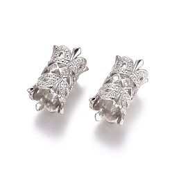 Платина Латунные микро проложить кубического циркония бусы, долговечный, колонка, прозрачные, платина, 18x12 мм, отверстие : 6.5 мм