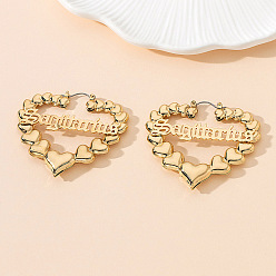 Стрелец Серьги сплава обручем, сердце, золотые, Стрелец, 60x53 мм