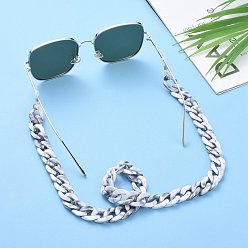 Белый Дым Цепочки для очков, шейный ремешок для очков, с акриловыми цепями для бордюров, 304 переходные кольца из нержавеющей стали и концы резиновые петли, серый, 27.56 дюйм (70 см)