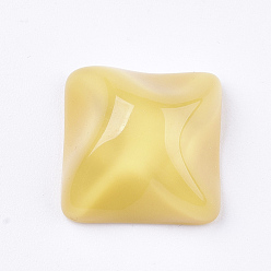 Gold Resin Cabochons, Imitation Cat Eye, Waved Square, Gold, 12x12x7mm