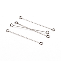 Stainless Steel Color 304 Stainless Steel Eye Pins, Double Sided Eye Pins, Stainless Steel Color, 36x0.6mm, Hole: 1.5mm