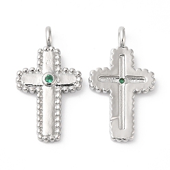 Платина Стойка металлическая латунная микропрофилированная кубическая циркония подвески, долговечный, без свинца и без кадмия, крестик, платина, 21x11.5x3.5 мм, отверстие : 2 мм