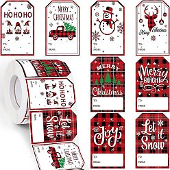 Темно-Красный Рождественские тематические бумажные наклейки из мультфильмов, самоклеящиеся декоративные наклейки декали, темно-красный, 60x40 мм, 500шт / рулон