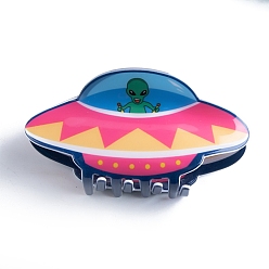 Темно-Розовый Заколки для волос из ПВХ в форме космического корабля, аксессуары для волос для женщин и девочек, темно-розовыми, 50x95x39 мм