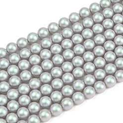 Аква Матовые бусы пряди стекла жемчуг, круглые, вода, 8 мм, отверстие : 0.7 мм, около 51~52 шт / нитка, 15.94~16.02'' (40.5~40.7 см)