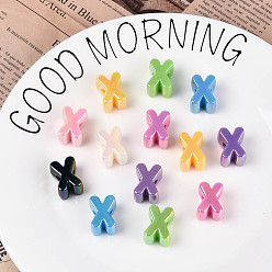 Letter X УФ-покрытие непрозрачные акриловые европейские бусины, бусины с большим отверстием, разноцветные, Письмо X, 20.5x16.5x13.5 мм, отверстие : 6 мм