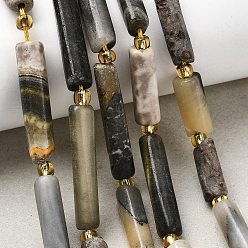 Bumblebee Jasper Натуральные бусины из яшмы шмеля, колонка, с бисером, 14~30x6.5~7.5x6.5~7.5 мм, отверстие : 1 мм, около 13~15 шт / нитка, 15.87'' (40.3 см) ~ 16.06'' (40.8 см)