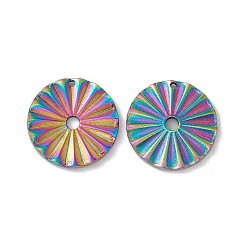 Rainbow Color Ion Plating(IP) 304 Stainless Steel Pendants, Flat Round Charms, Rainbow Color, 20x2mm, Hole: 2.5mm