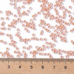 (964) Inside Color Crystal/Dark Coral Lined TOHO Round Seed Beads, Japanese Seed Beads, (964) Inside Color Crystal/Dark Coral Lined, 11/0, 2.2mm, Hole: 0.8mm, about 5555pcs/50g