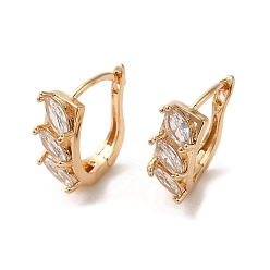 Light Gold Micro cuivres ouvrent zircons boucles d'oreilles, oeil de cheval, or et de lumière, 15.5x6mm