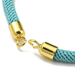 Turquoise Nylon Cords Bracelet Makings Fit for Connector Charms, with Brass Findings and 304 Stainless Steel Lobster Claw Clasps, Long-Lasting Plated, Turquoise, 6-1/2~6-3/4 inch(16.5~17cm), Hole: 1.8mm