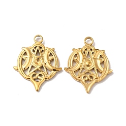 Настоящее золото 18K Ионное покрытие (ip) 304 подвеска из нержавеющей стали со стразами, Луна и звезды, реальный 18 k позолоченный, пригодный для стразов 2.5 мм, 25x20x2 мм, отверстие : 2 мм