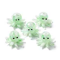 Средний Морско-зеленый Бусины ручной работы ухабистой бисер нитей, осьминог, средний морской зеленый, 15x25x13~14 мм, отверстие : 1.4 мм