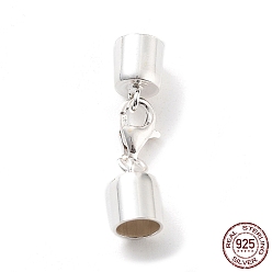 Серебро 925 стерлингового серебра застежкой омар коготь, с концами шнура и 925 штампом, серебряные, 26 мм, внутренний диаметр: 5 мм