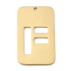 Letter F 304 подвески из нержавеющей стали, прямоугольник с буквой, ионное покрытие (ip), реальный 18 k позолоченный, Буква F, 33x20x1.5 мм, отверстие : 1.8 мм