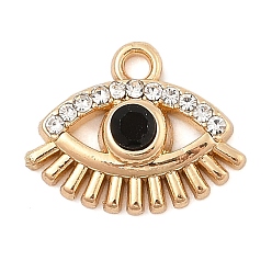 Золотой Стойки обшивки кулон сплава, со стразами, злые глаза, золотые, 12x15.5x4 мм, отверстие : 1.6 мм
