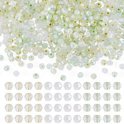 Зеленый 405шт. электролитически покрытых прозрачных стеклянных бусин, двухконусные, с покрытием цвета радуги, граненые, зелёные, 3.5x4.5 мм, отверстие : 1.4 мм
