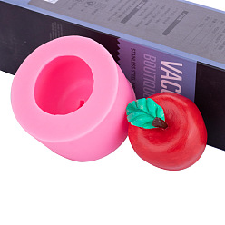 Pink Christmas Eve Apple DIY Candle Silicone Molds, for Scented Candle Making, Pink, 7.8x5cm