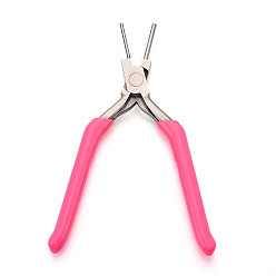Ярко-Розовый 65# стальные круглогубцы с пластиковыми ручками, поверхность с покрытием, ювелирный инструмент, ярко-розовый, 14x9.2x1 см