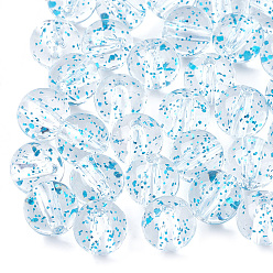 Небесно-голубой Прозрачные акриловые бусины, с блеском порошок, круглые, голубой, 7~8 мм, Отверстие : 1.5 мм , около 1780 шт / 500 г