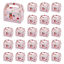 Pink 12шт. картонные коробки для конфет с принтом клубники, прямоугольные, розовые, 15.9x9.5x19 см