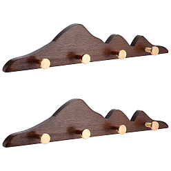 Café Perchero de pared de madera, con gancho de latón, café, 4 mm