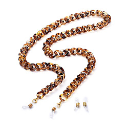 Goldenrod Eyeglasses Chains, Neck Strap for Eyeglasses, with Acrylic Curb Chains, 304 Stainless Steel Lobster Claw Clasps and  Rubber Loop Ends, Goldenrod, 27.95 inch(71cm)