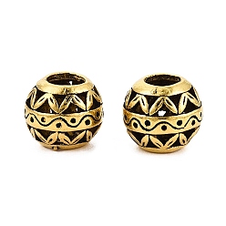 Античное Золото Европейские сплавочные бусины тибетского стиля , бусины с большим отверстием, рондель, античное золото , 10x9 мм, отверстие : 4.5~5 мм