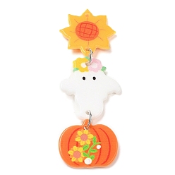 Солнце Акриловые подвески на тему хэллоуина, с железным кольцом, солнце, солнце, 68x24x2 мм, отверстие : 1.4 мм