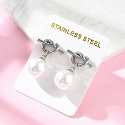 Нержавеющая Сталь Цвет 304 круглые серьги-гвоздики из нержавеющей стали с имитацией жемчуга и пластика, со стразами, цвет нержавеющей стали, 25x17 мм