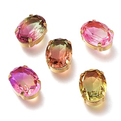 (52) Непрозрачная лаванда Шить на горный хрусталь, стекло горный хрусталь, с золотыми тонами латунных зубьев, аксессуары для одежды, овальные, граненые, разноцветные, 16x12x8 мм, отверстие : 1 мм