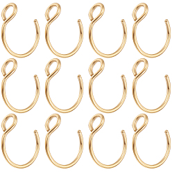 Настоящее золото 18K 30 шт. 304 зажим из нержавеющей стали на кольцах для носа, украшения для носа без пирсинга, реальный 18 k позолоченный, 10x9.5x4 мм, отверстие : 2 мм