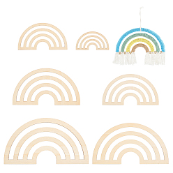 Радуга Деревянные рамки для макраме, для изготовления декора в стиле бохо, радуга, 5~18x9~33x0.35 см, 6 шт / комплект
