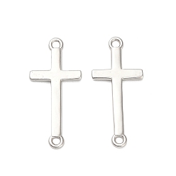 Платинированный 925 подвески-соединители на религиозную тематику из стерлингового серебра, боковые перекрестные ссылки, родий, Реальная платина, 19x8.5x1 мм, отверстие : 1.2 мм