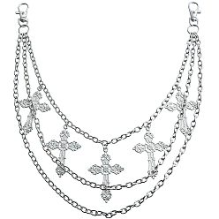 Платина 1PC железо 3 брюки с перекрестными кистями и цепочками, декоративные цепочные ремни в стиле панк, платина, 450 мм