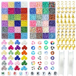 (52) Непрозрачная лаванда Наборы для изготовления браслетов из стеклянных семян, пластиковых и полимерных глиняных бусин своими руками, разноцветные, 4~7x4x0.6~4 мм, отверстие : 1.2~1.8 мм